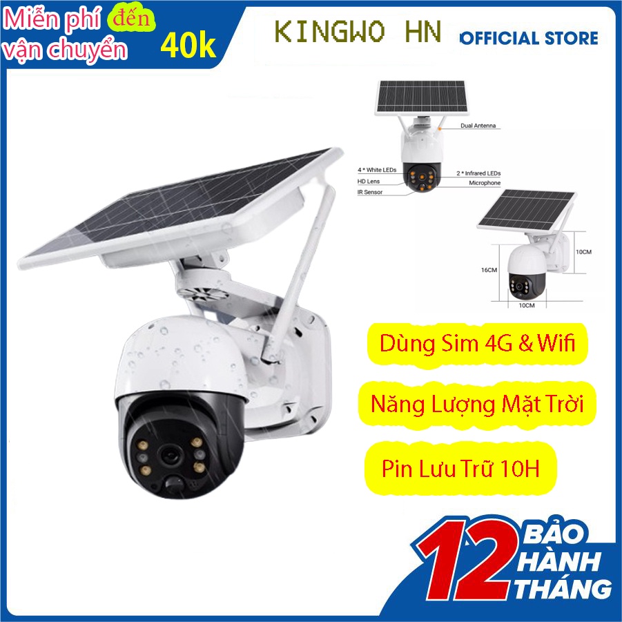 Camera Năng Lượng Mặt Trời 4G, Wifi 3.0MP Xoay 360° Đàm Thoại 2 Chiều